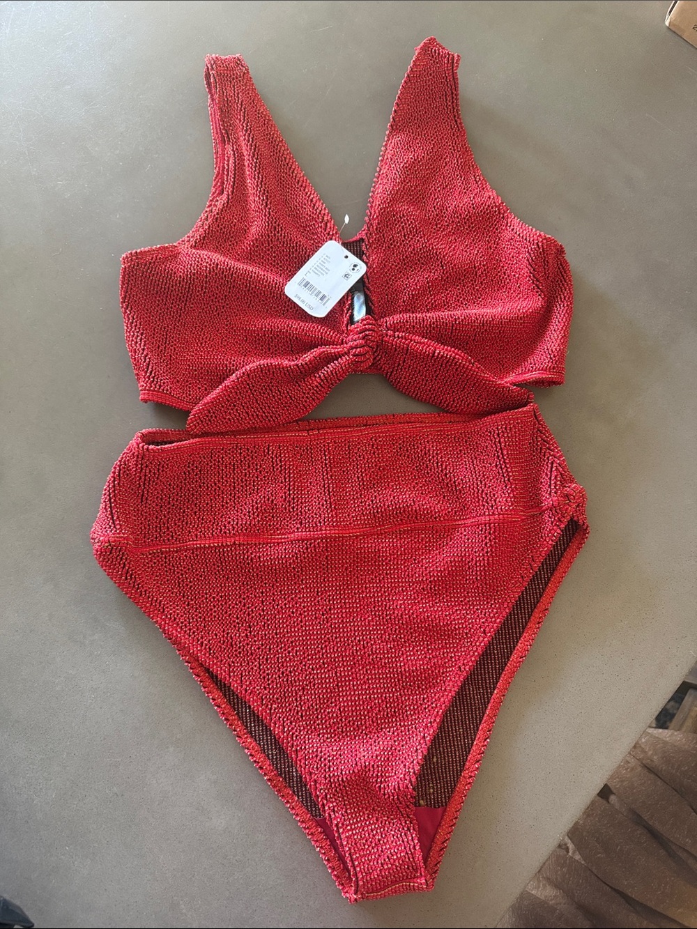 Free people beach riot ritzy Dallas top and high waisted bottoms poppy red - Picture 2 of 11